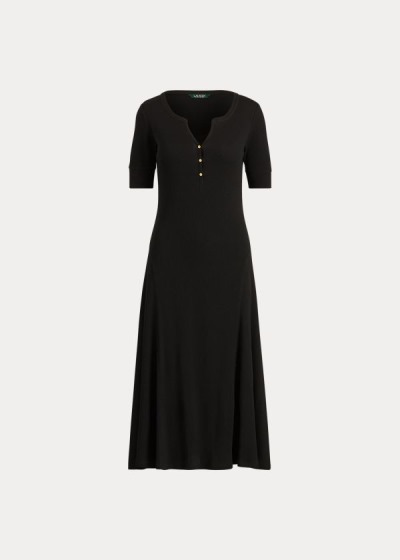 Vestidos Ralph Lauren Mujer Negros - Cotton Fit-and-Flare - AMEPO8917